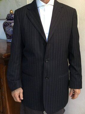 FERRECCI UOMO Youth/Boys Pinstripe Set 3 Pcs Suit Classic 150s  Italy Size 20